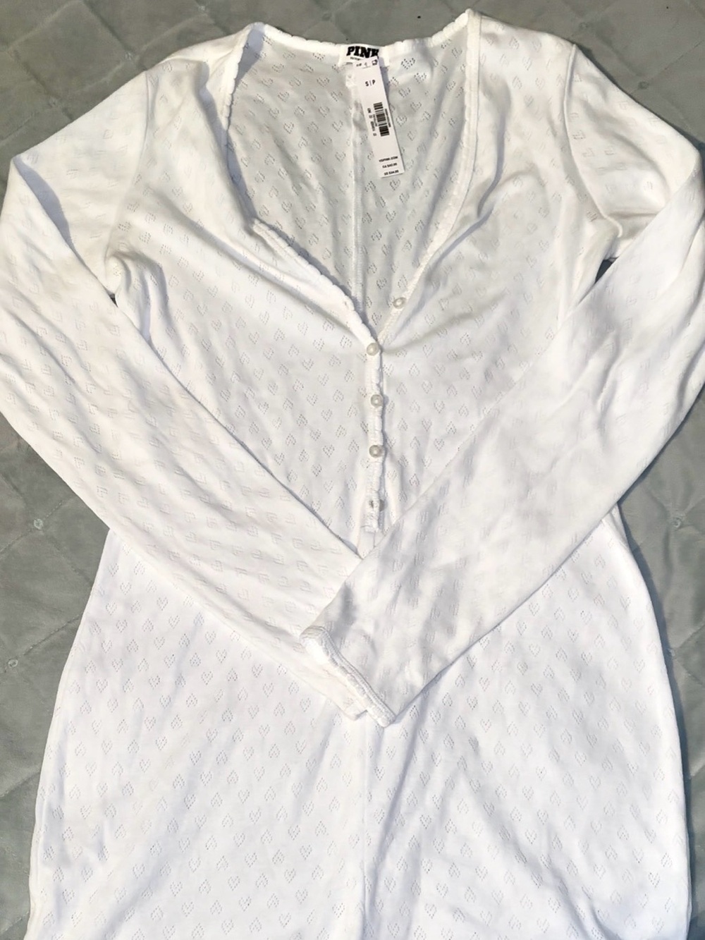 PINK Victoria's Secret White Eyelet Heart pijama